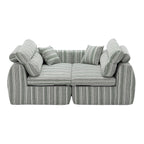 Woven Chenille Striped Compression Sofa - Straight Row Compact Couch