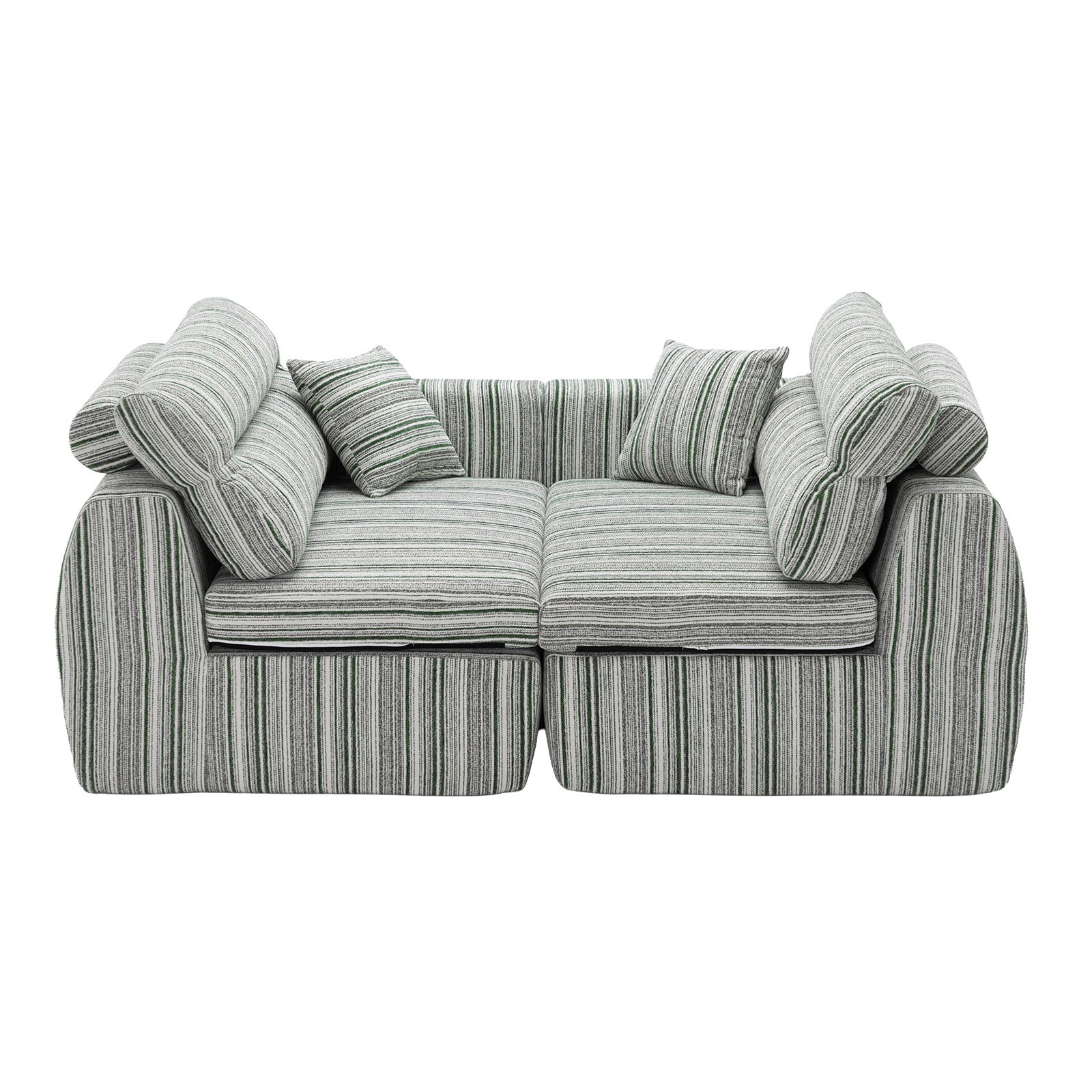 Woven Chenille Striped Compression Sofa - Straight Row Compact Couch