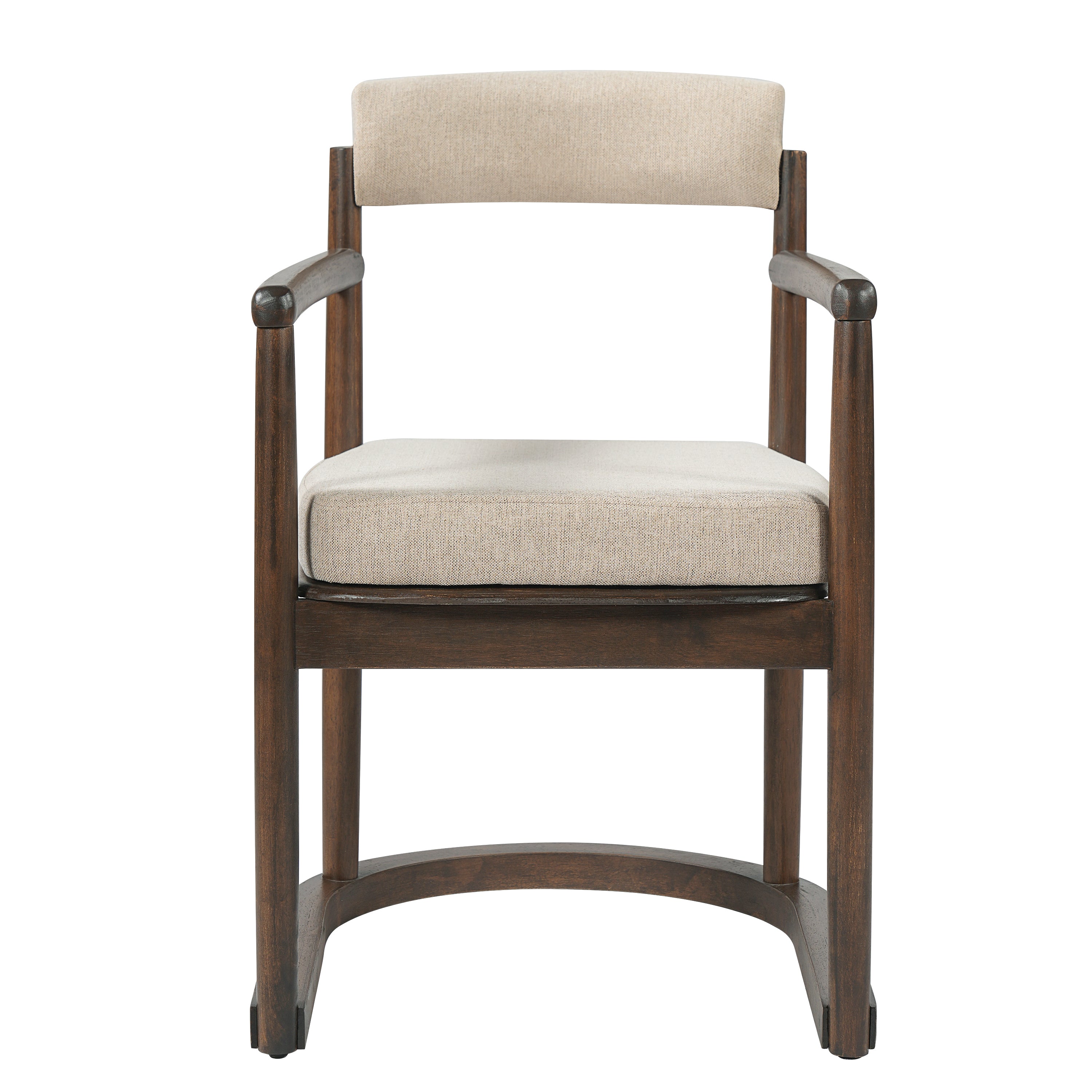 7-Piece Dining Table Set, 71" Rectangular Rubber Wood Dining Table with 6 Upholstered Arm Chairs