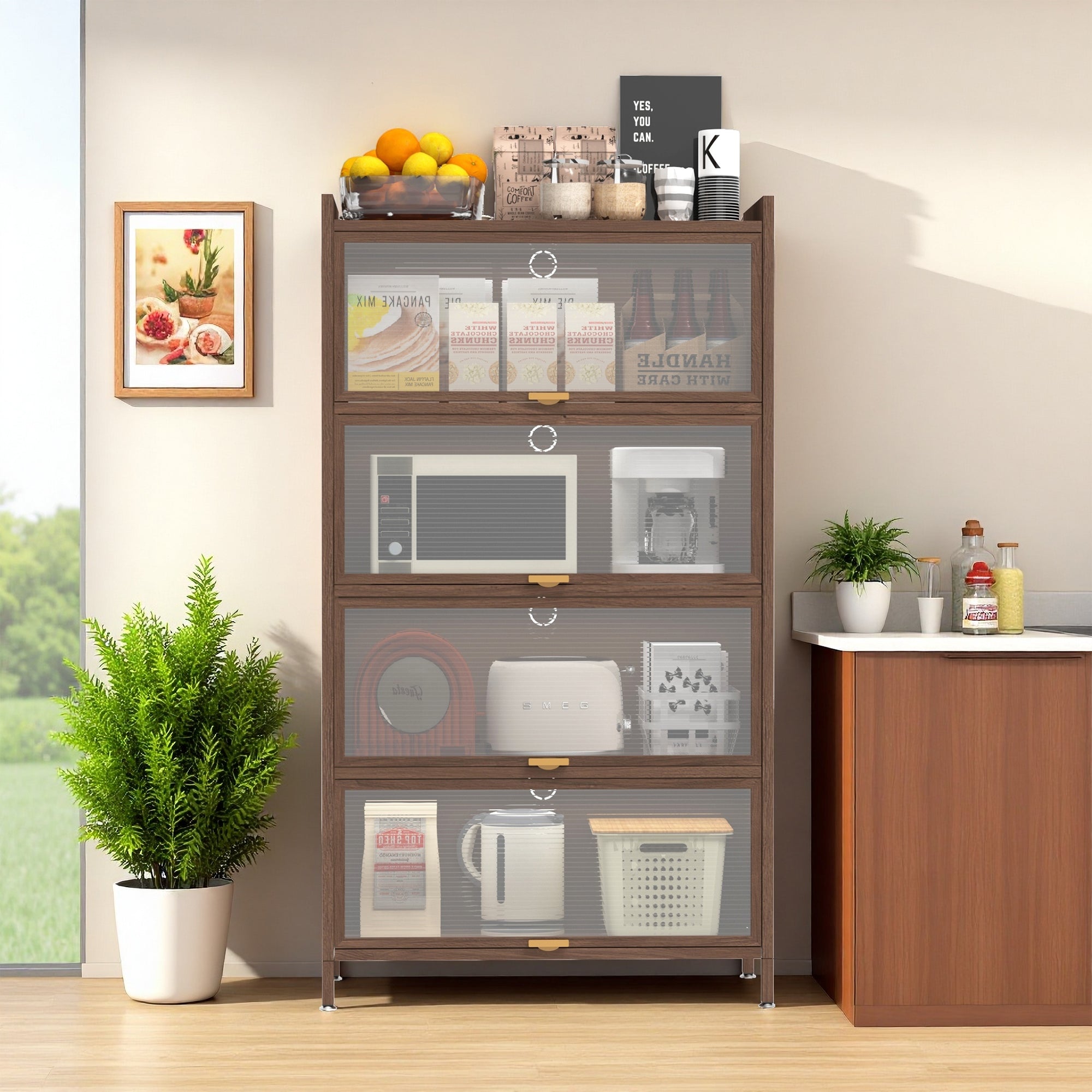 57'' Tall Metal 4 Flip Doors Cabinet