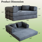 59" Convertible Sleeper Sofa Bed with Cylindrical Pillow
