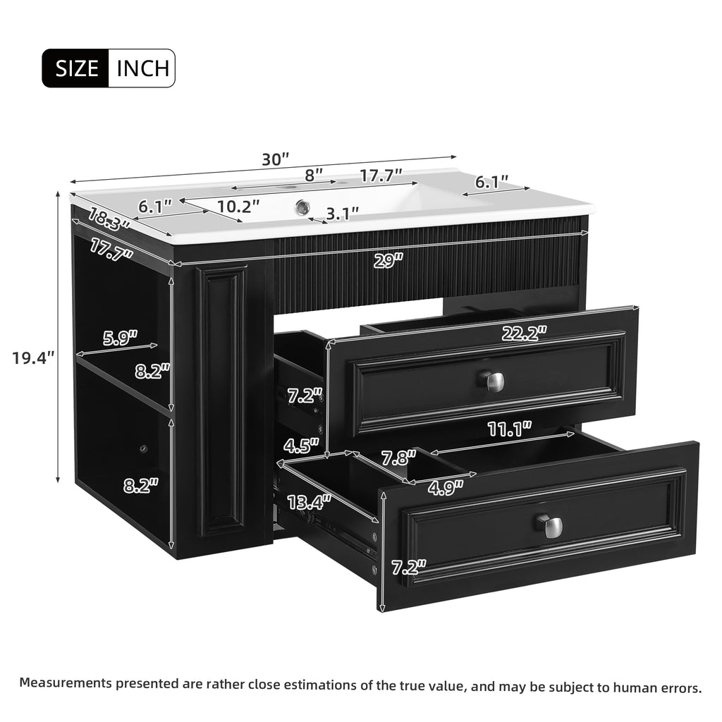30'' Wall Mounted Bathroom Vanity