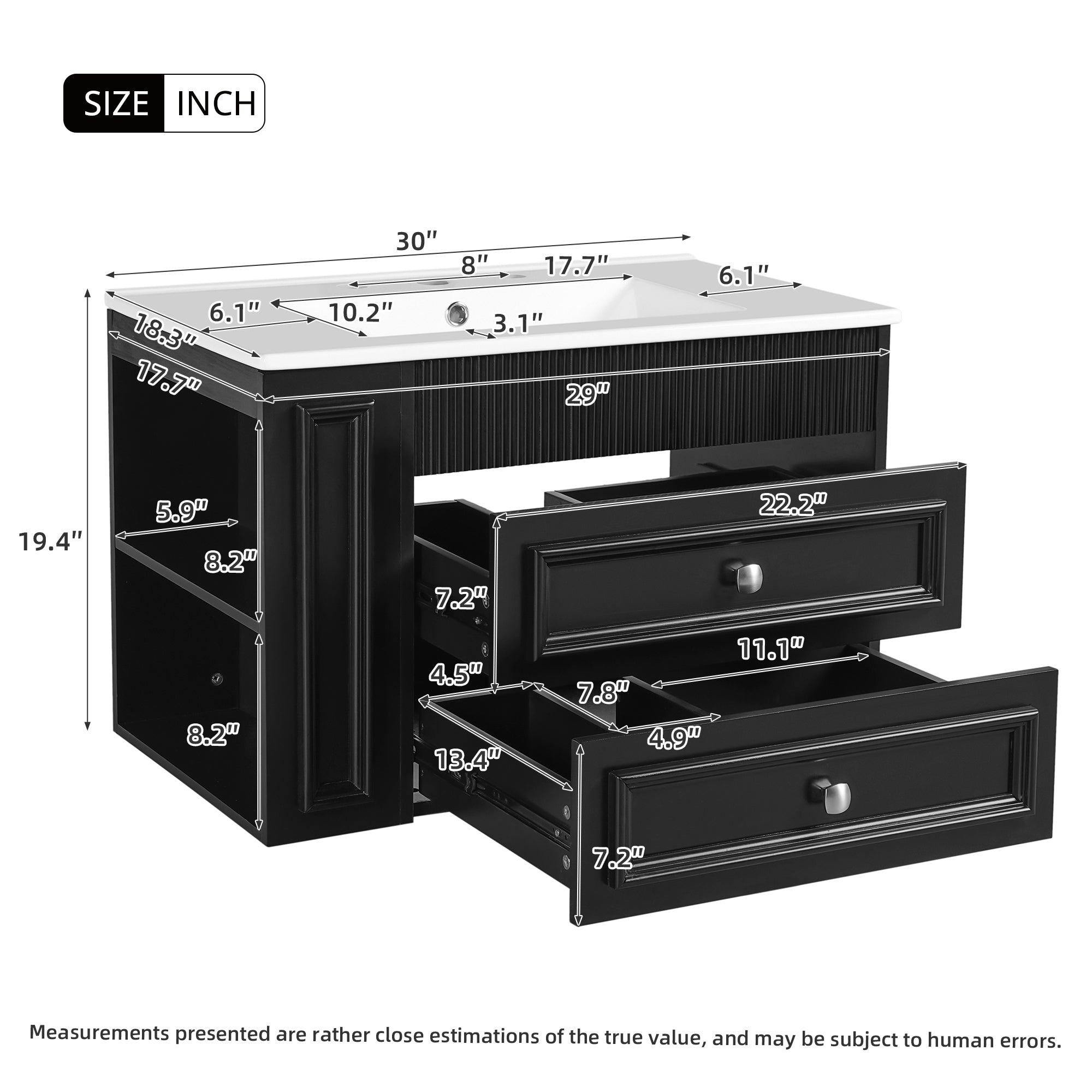 30'' Wall Mounted Bathroom Vanity
