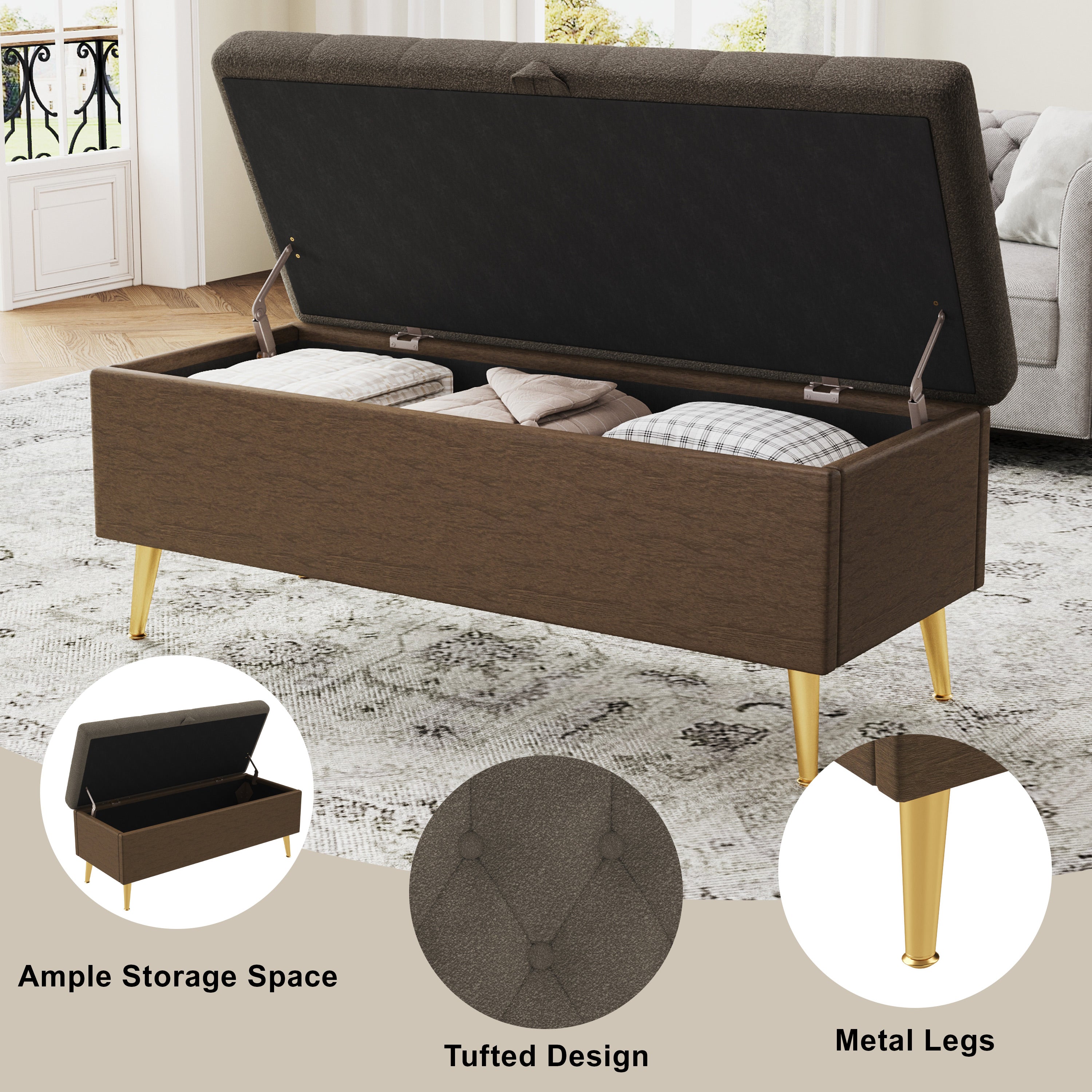 Modern Storage Ottoman Bench