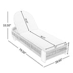 Outdoor Acacia Wood Patio Adjustable Lounge Chair Set of 4