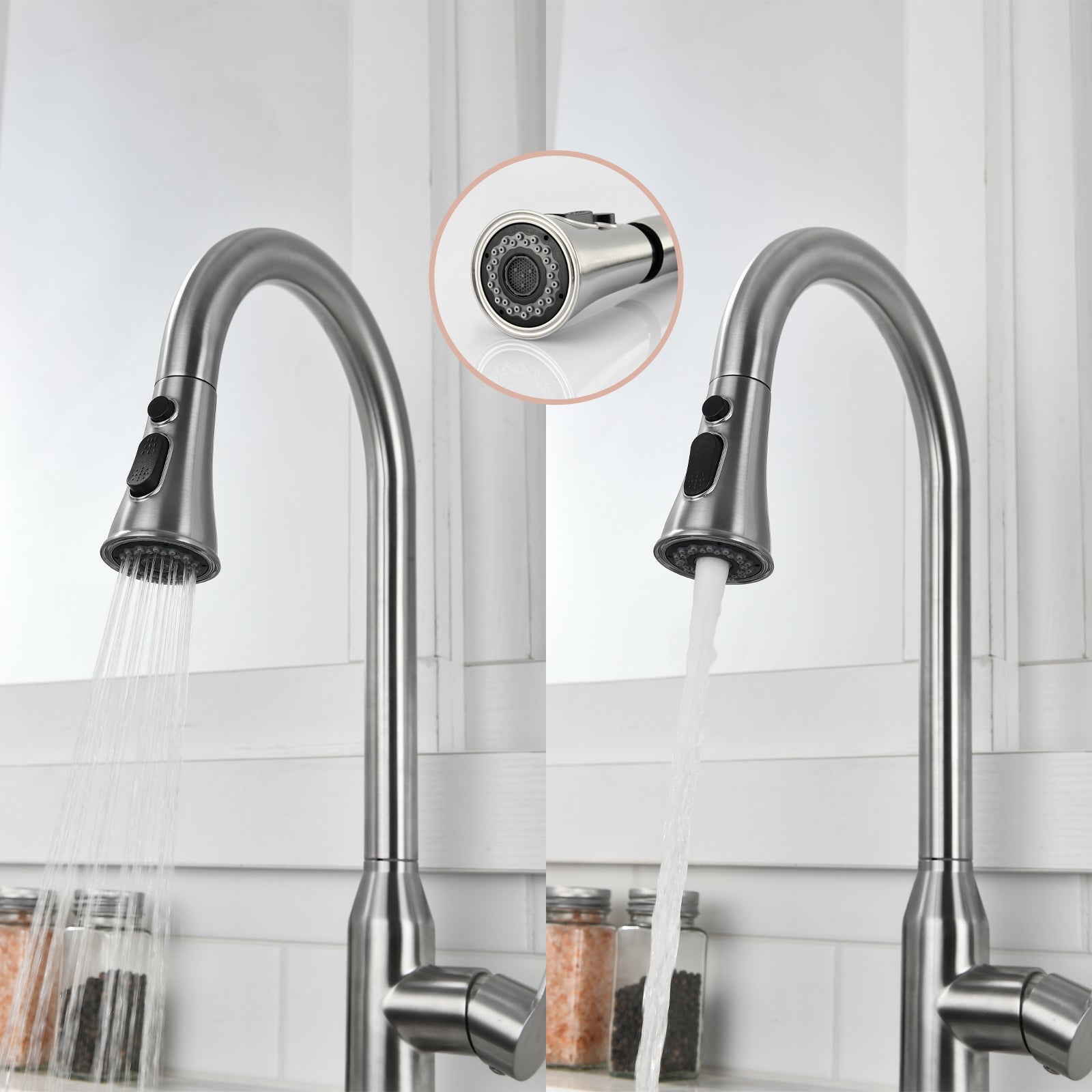 High Arc Single Handle Stainless Steel Brushed Nickel Kitchen Faucet