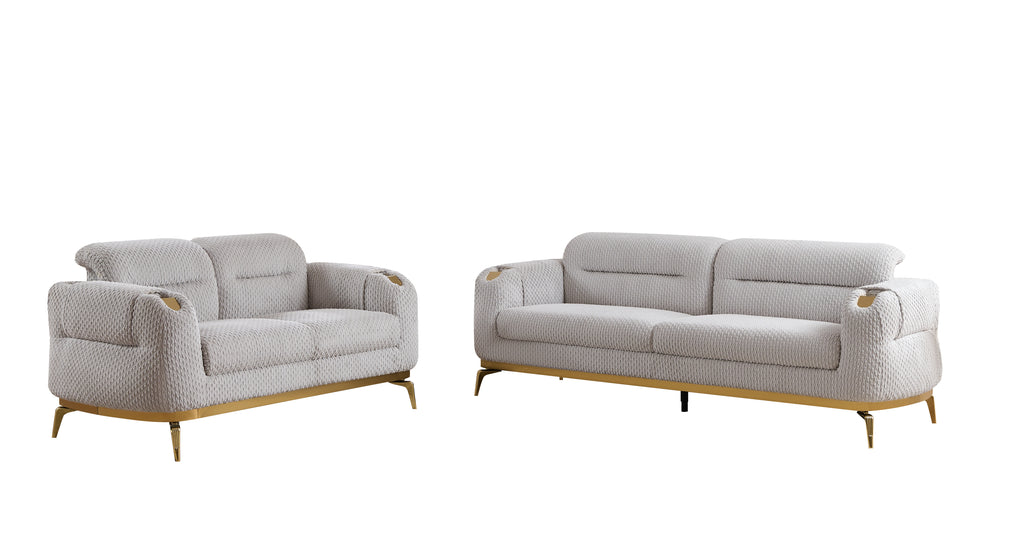 Zoe Modern Style 2PC Living Room Set (Sofa + Loveseat)