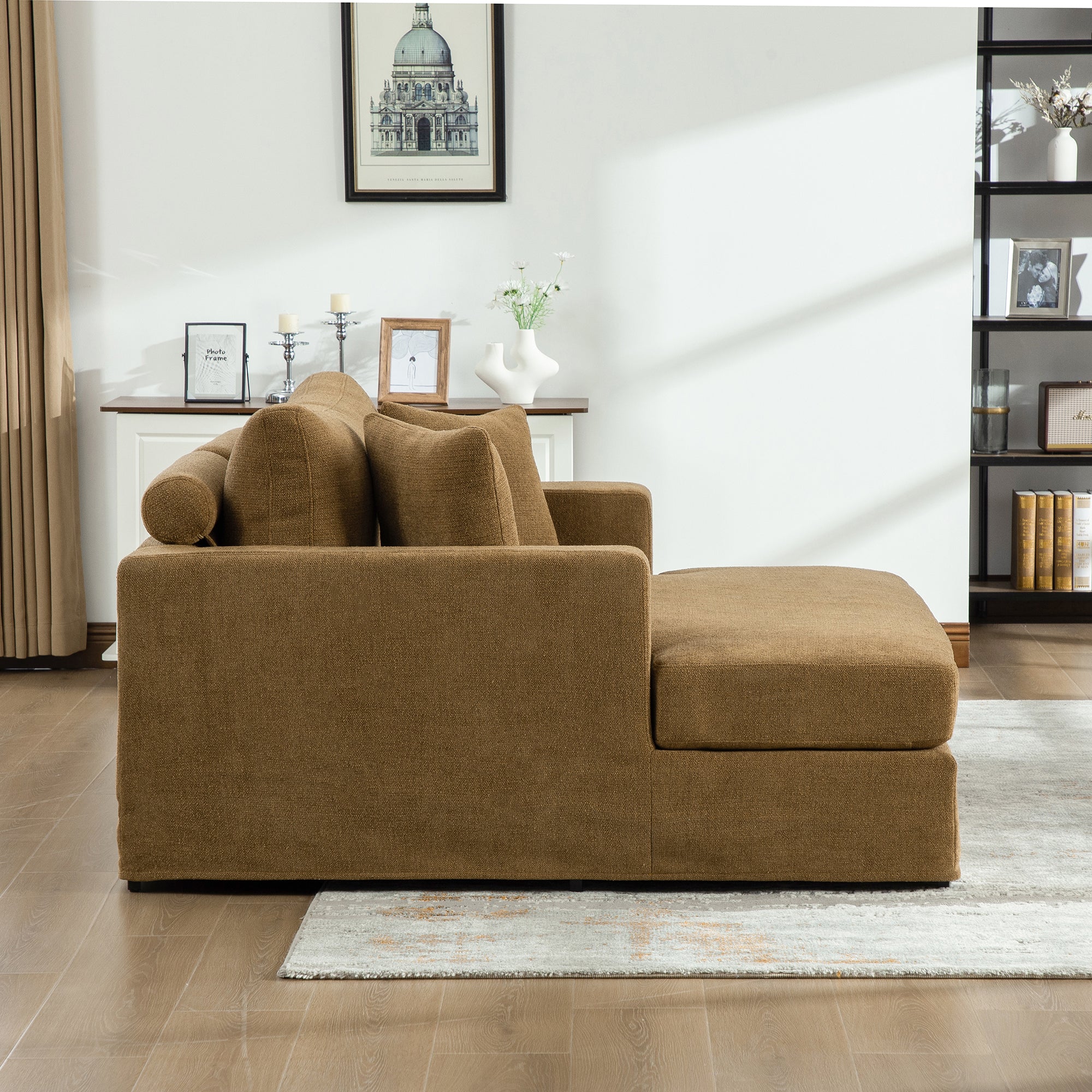 56.3" Wide Extra-Large Sofa Bed, Chenille