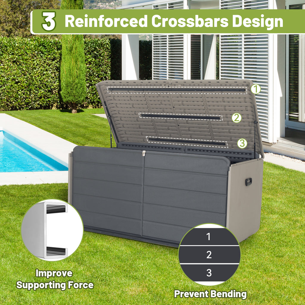 260 Gallon Plastic Deck Box Storage Solution
