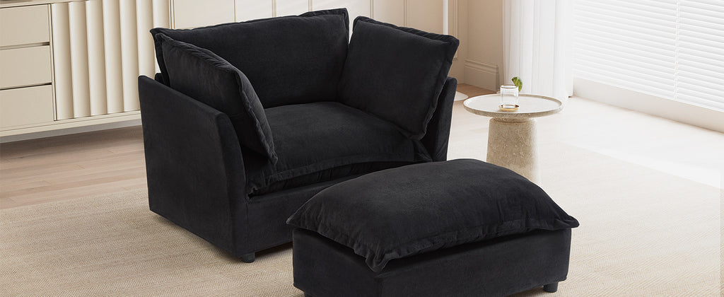 Modern Armchair Sofa with Movable Ottoman