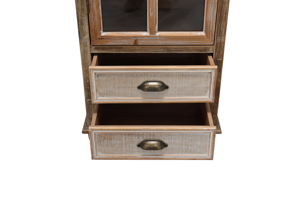 Rustic Wooden Storage Cabinet with Decorative Cutout Door