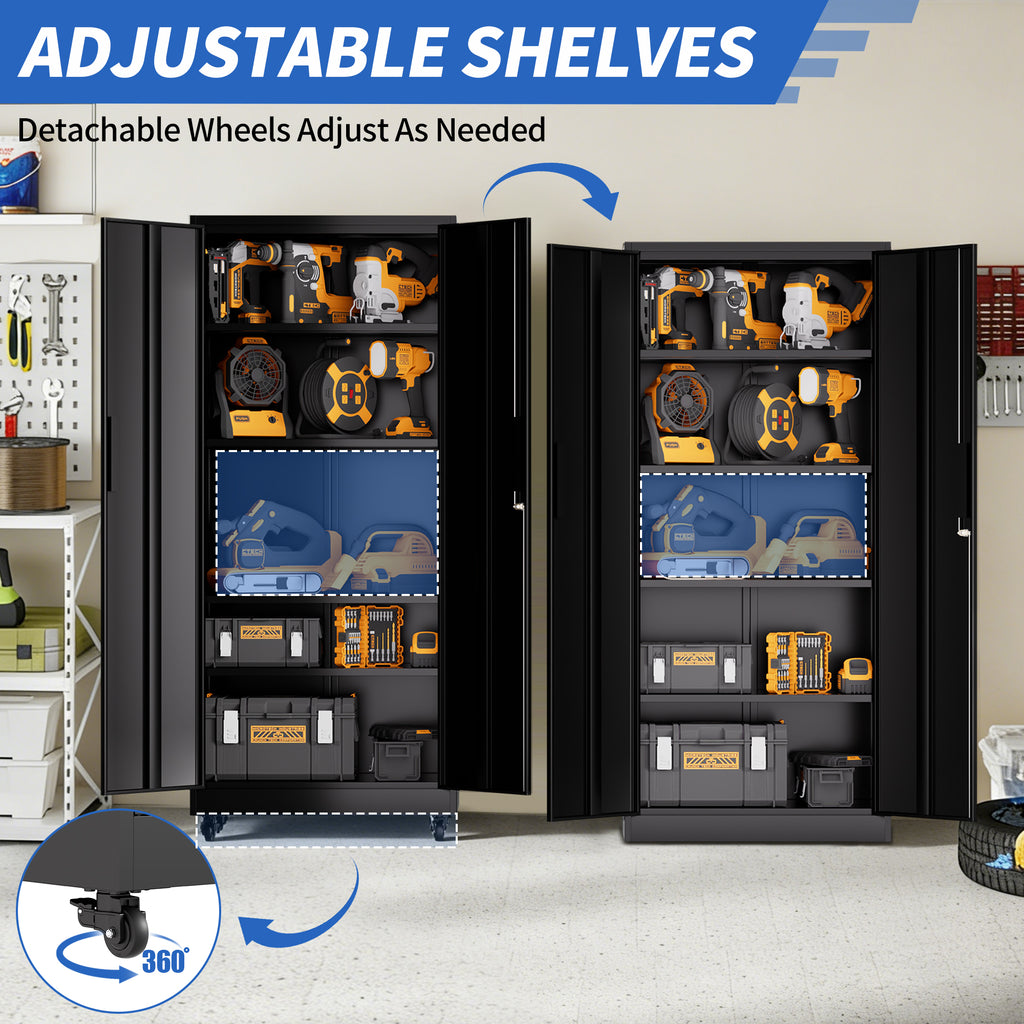 Garage Storage Cabinet with Wheels and Lock