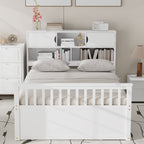 Full Size Captain Platform Bed Frame with Storage Bookcases and Shelves