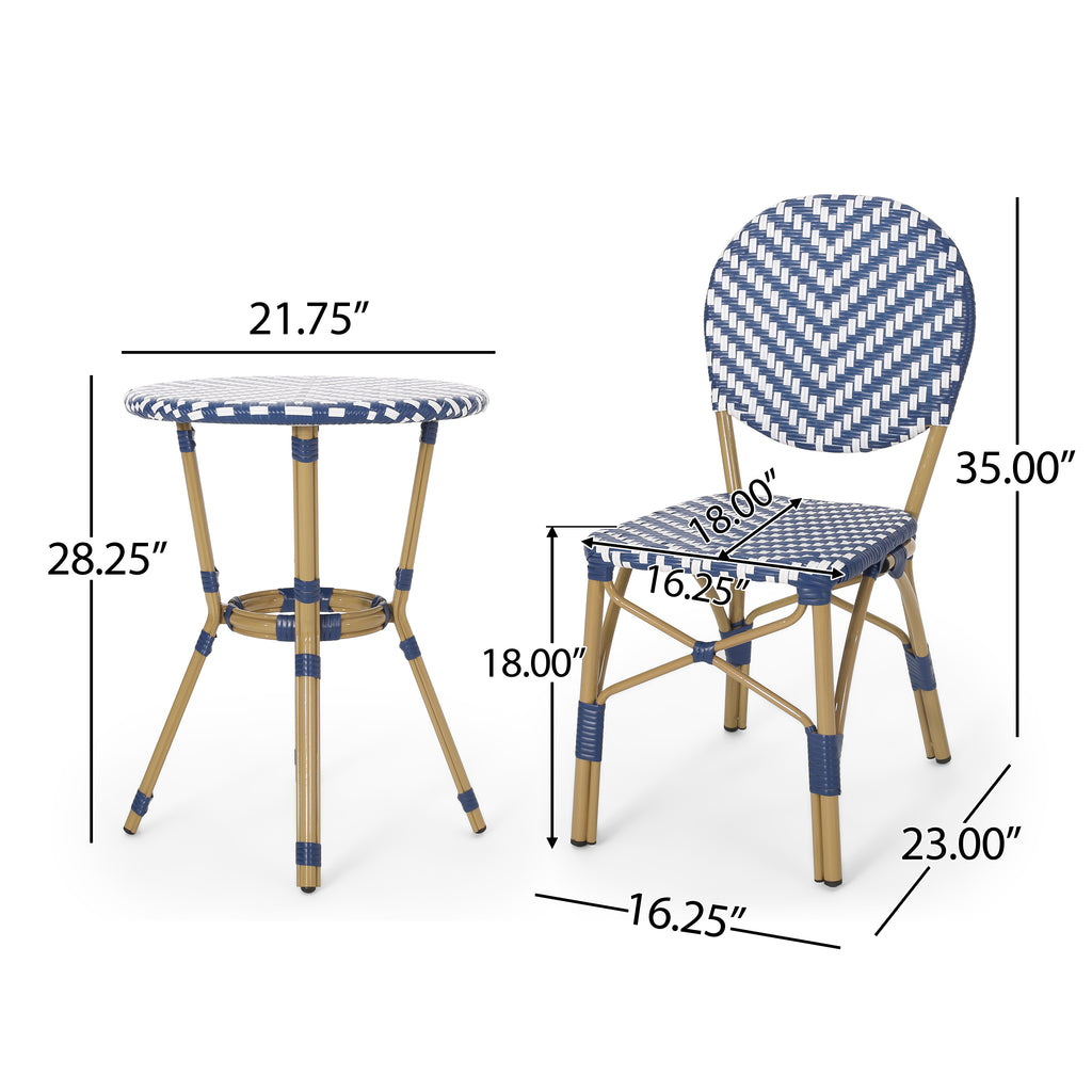 Outdoor Aluminum 3 Piece French Bistro Set
