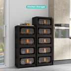 Black 24" Side Wide Folding Storage Cabinet - 5 Tiers