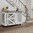 47.2" Mobile Dog Crate with Flip-Top Feeding Door