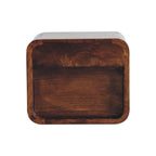Extra Mini Wall-Mounted Curved Chestnut Nightstand, Open Slot, 1-Drawer