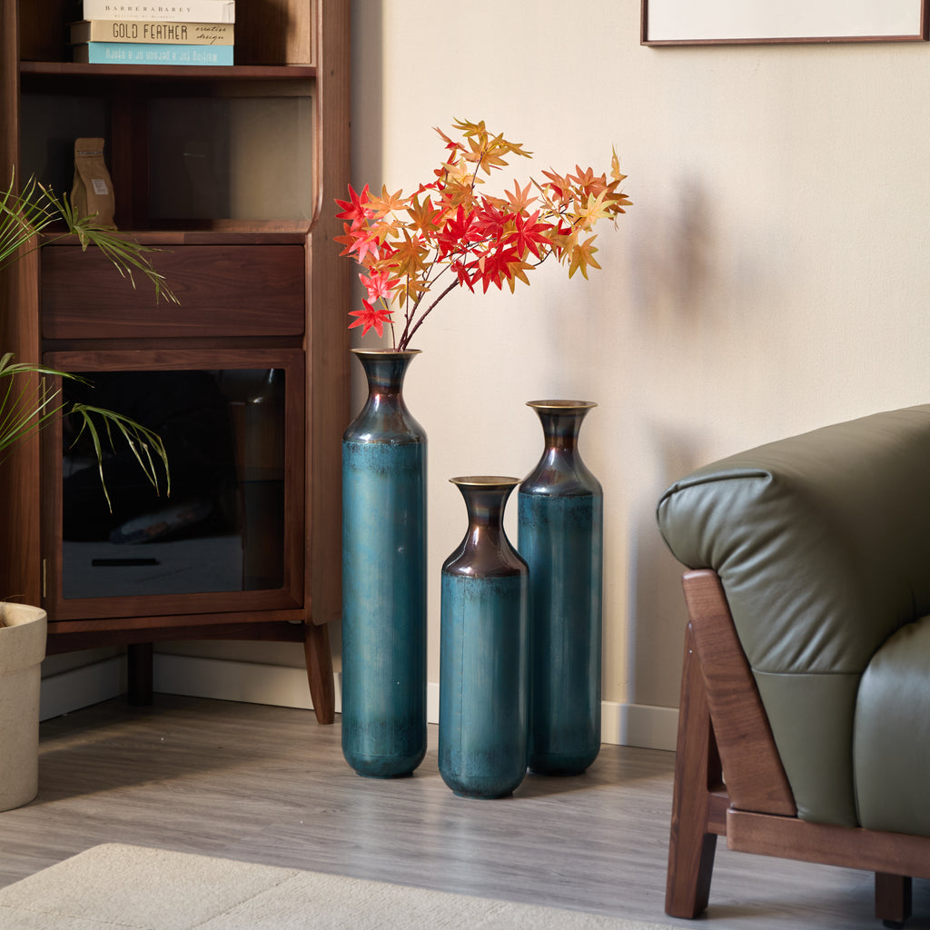 Torch-Fired Metal Vases Set of 3, Tall