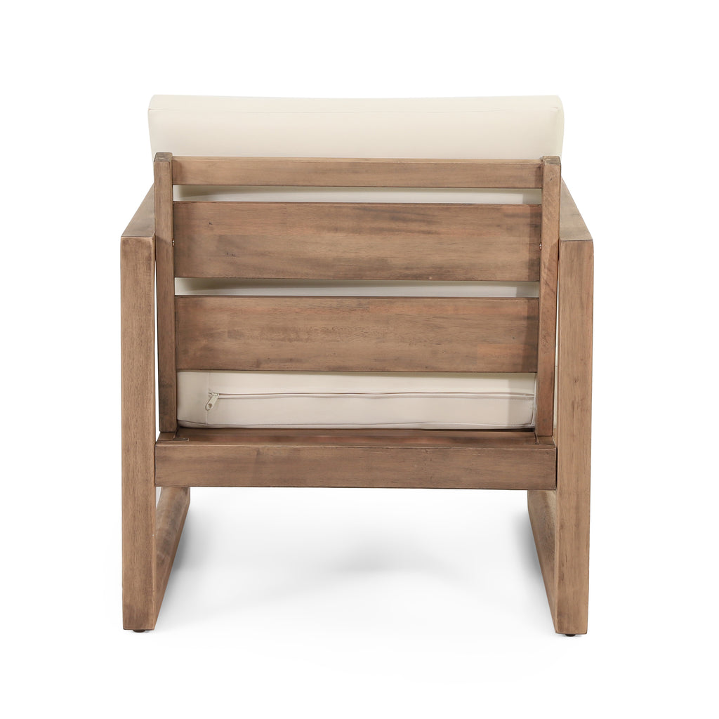 Set of 2 Outdoor Acacia Wood Patio Club Chairs