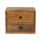 Solid Wood Solis Wall-Mounted Nightstand, 2-Drawers, Oak-ish