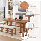 TOPMAX Farmhouse 76-Inch 6-Piece Extendable Dining Table Set