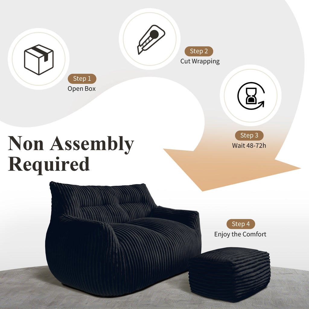 Cloud-Love Oversized Double Sofa with Footrest