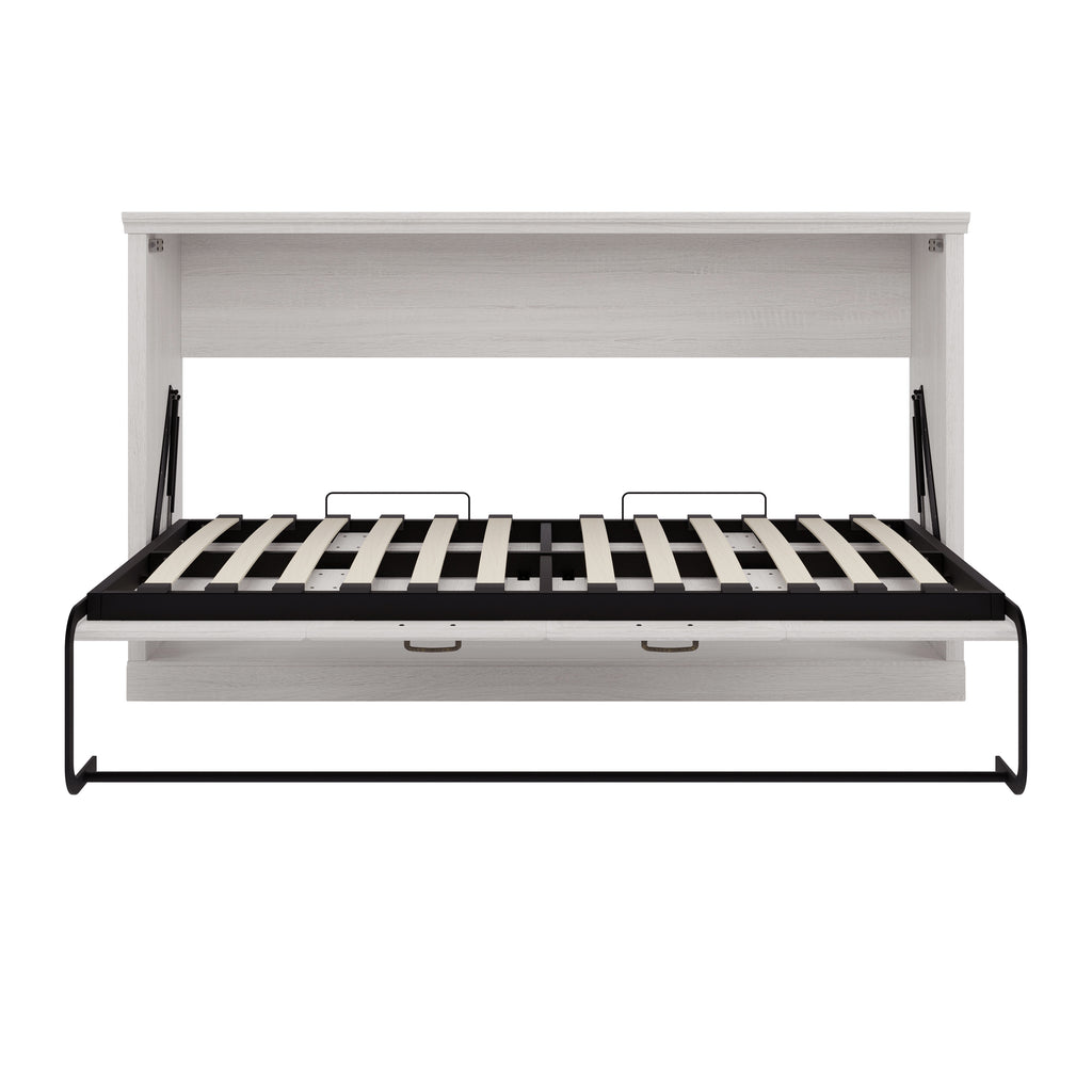 Twin Size Horizontal Murphy Bed in Rustic White