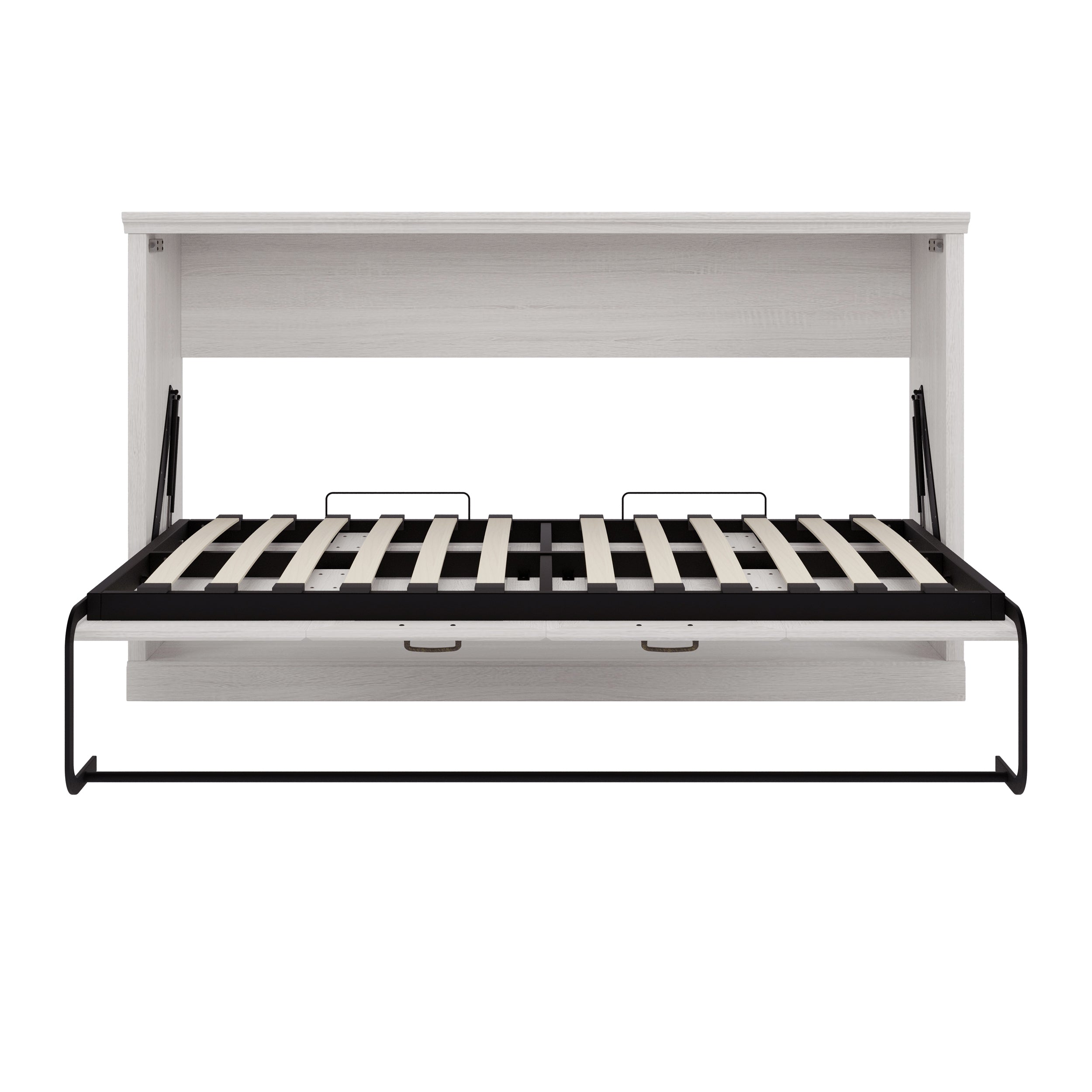 Twin Size Horizontal Murphy Bed in Rustic White