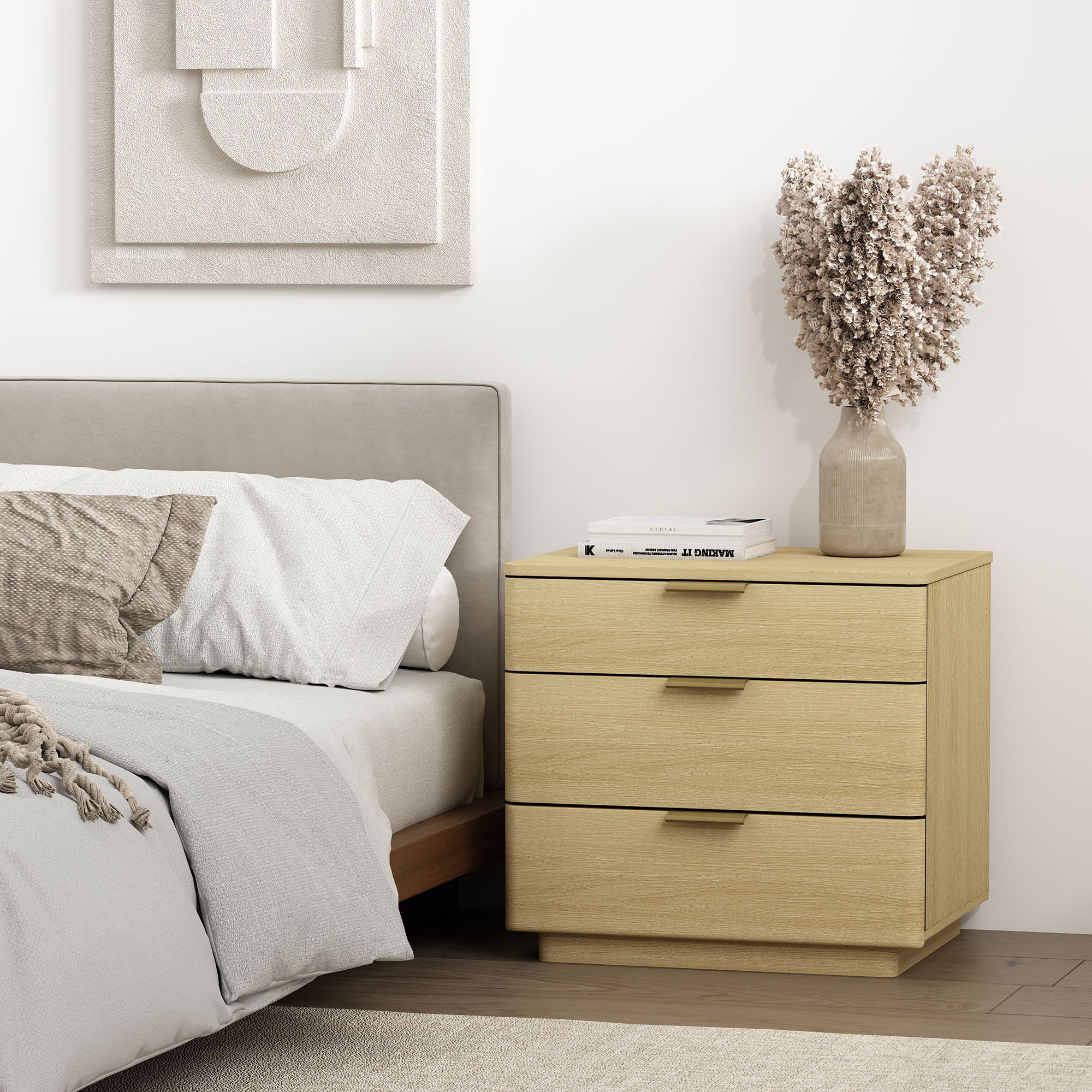 Payton - Nightstand With 3 Drawers - Oak