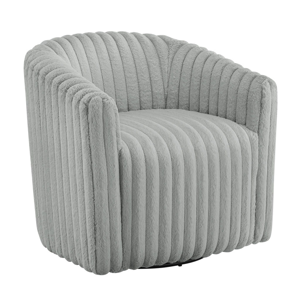 Alexa Ultra Plush Wide Cord-like Swivel Barrel Chair
