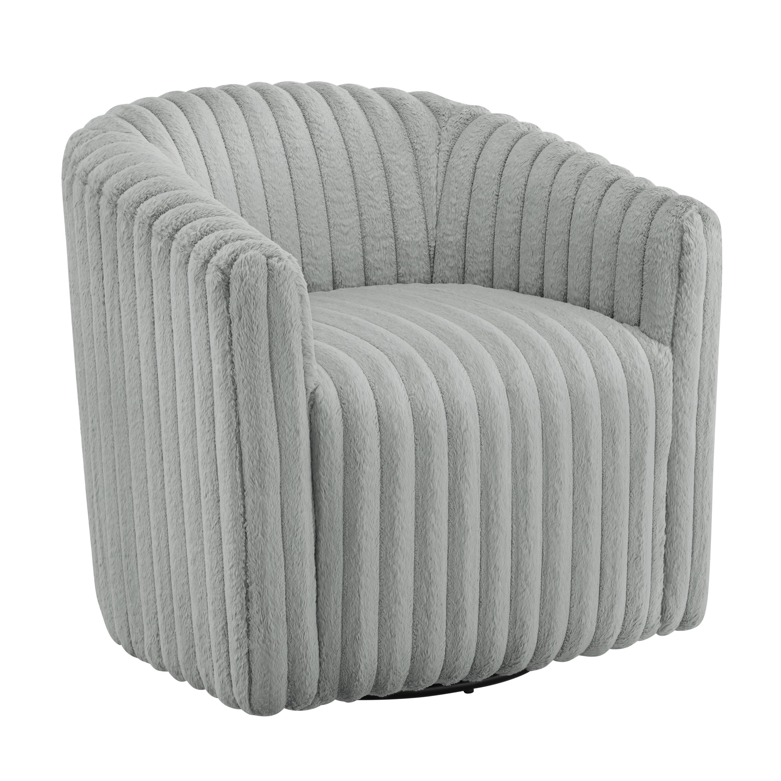 Alexa Ultra Plush Wide Cord-like Swivel Barrel Chair