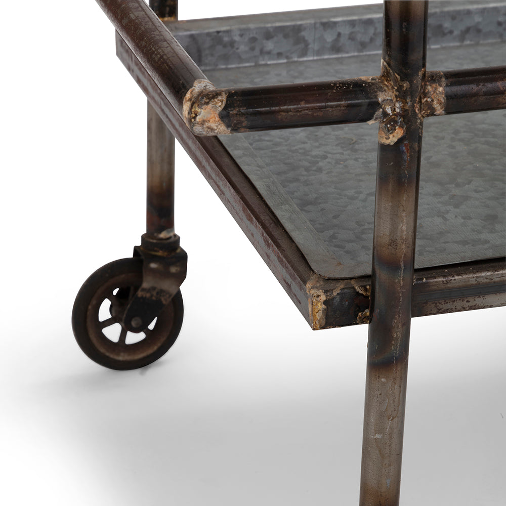 Percy Galvanized Metal Bar Cart