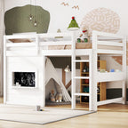 Twin Size Loft Bed With Playful Sliding Chalkboard