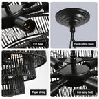 24" Rustic 5-Tier Black Pendant Light Chandelier