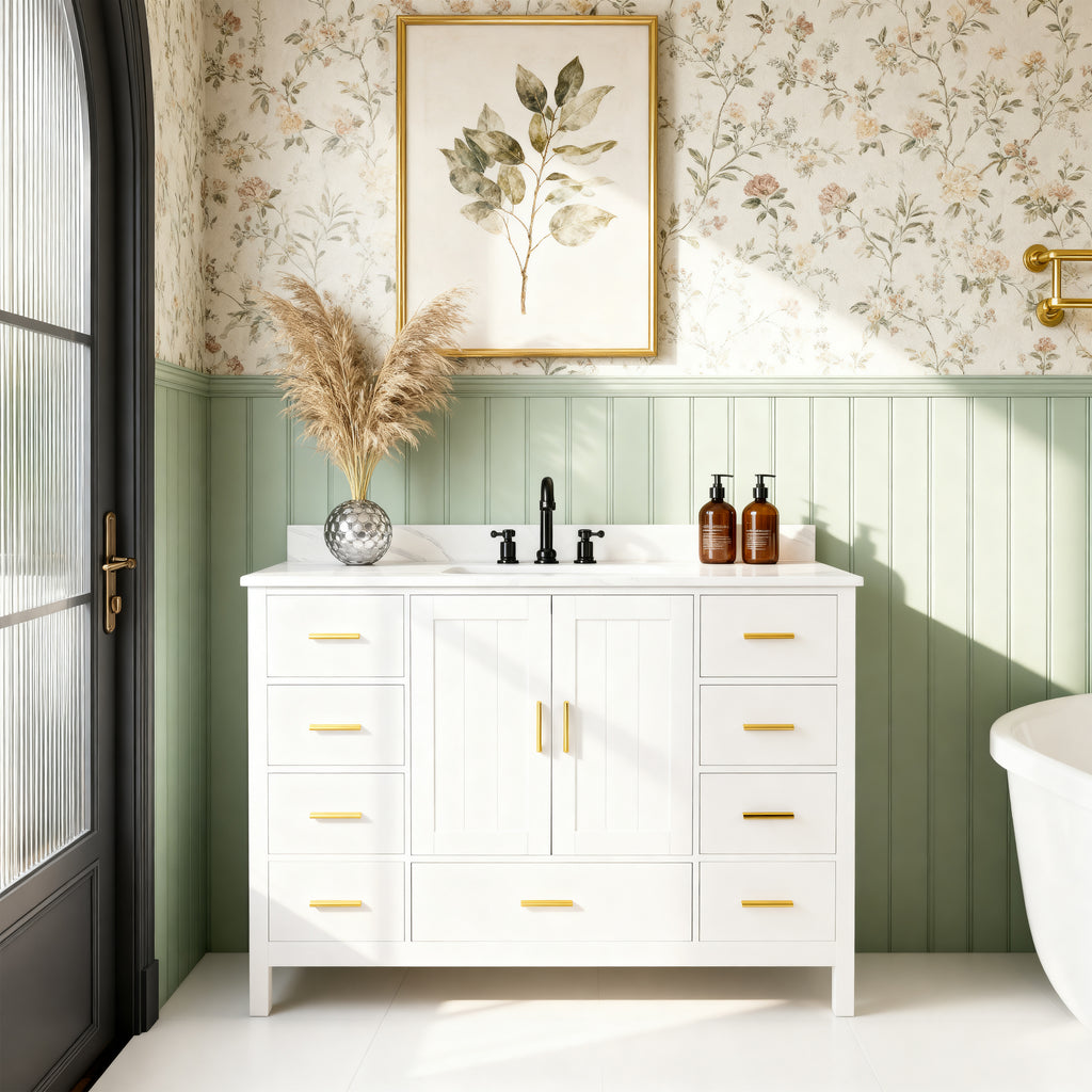 48" Modern Solid Wood Bathroom Vanity with Sink