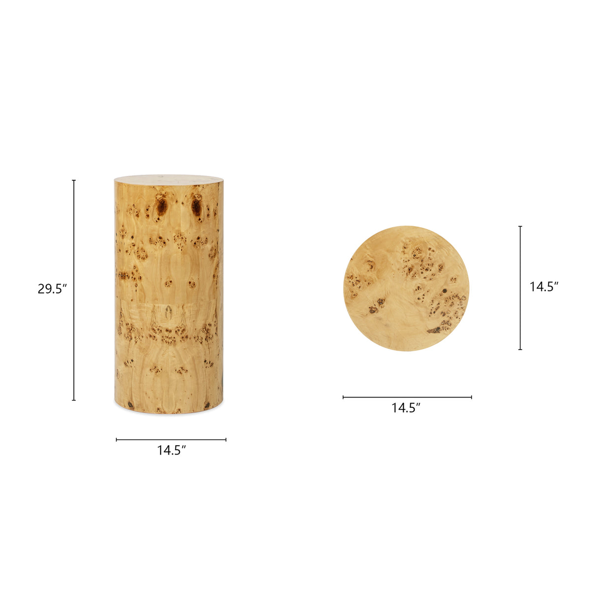 Nebula 29.5-Inch Burl Wood Accent Pillar Side Table, Warm Brown