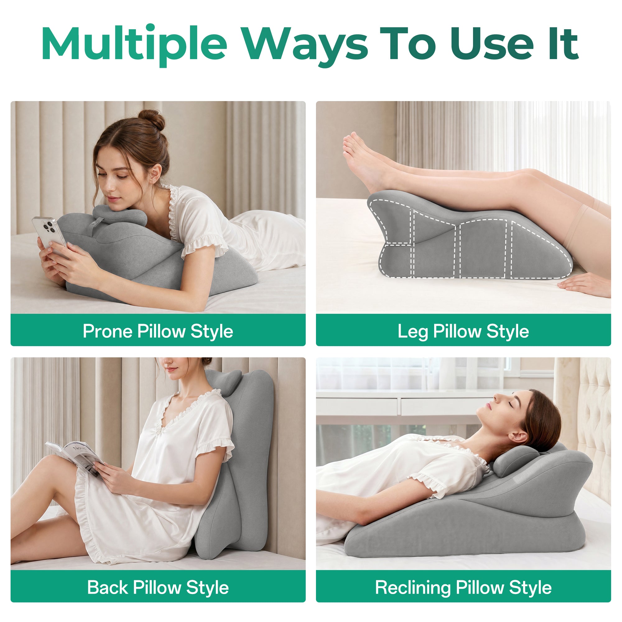 27° Ergonomic Memory Foam Support Pillow for Couples