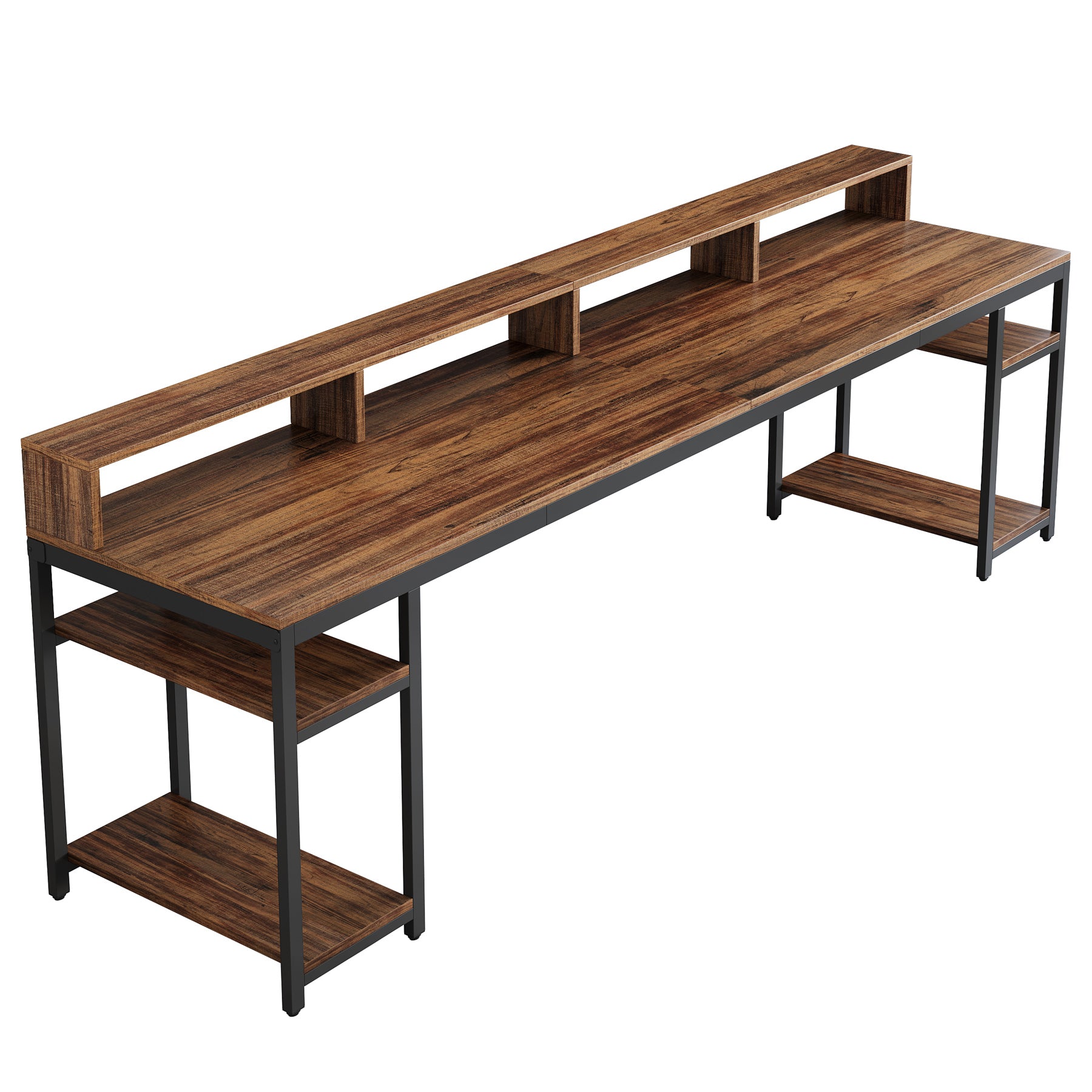 Two Person Desk with Monitor Stand