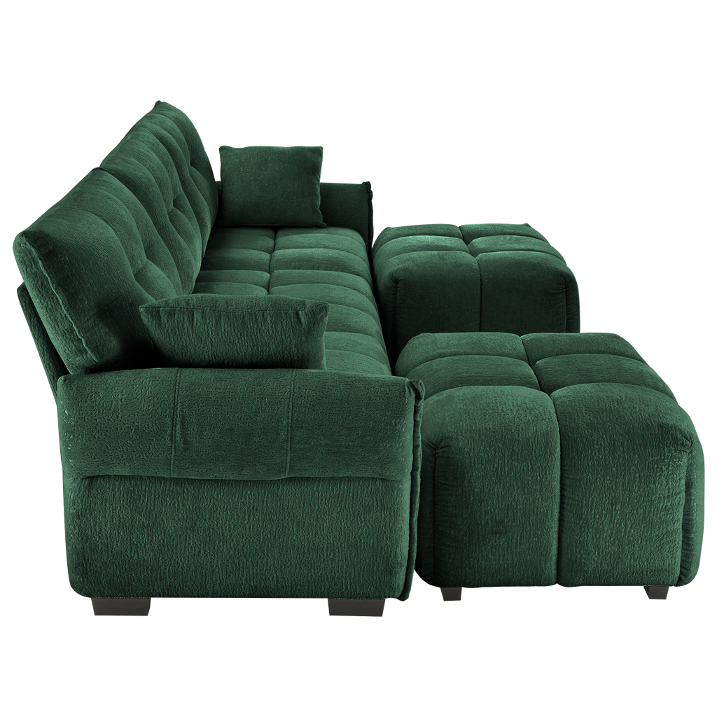 3 Seater Sofa Set With Ottoman And Throw Pillows