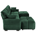 3 Seater Sofa Set With Ottoman And Throw Pillows
