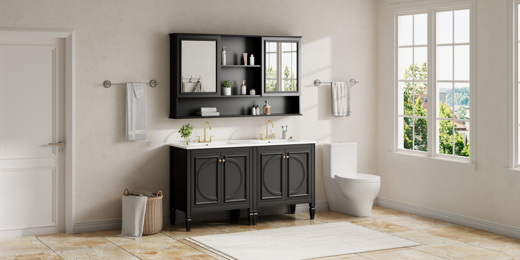 60" Double Sink Bathroom Vanity Set with Tall