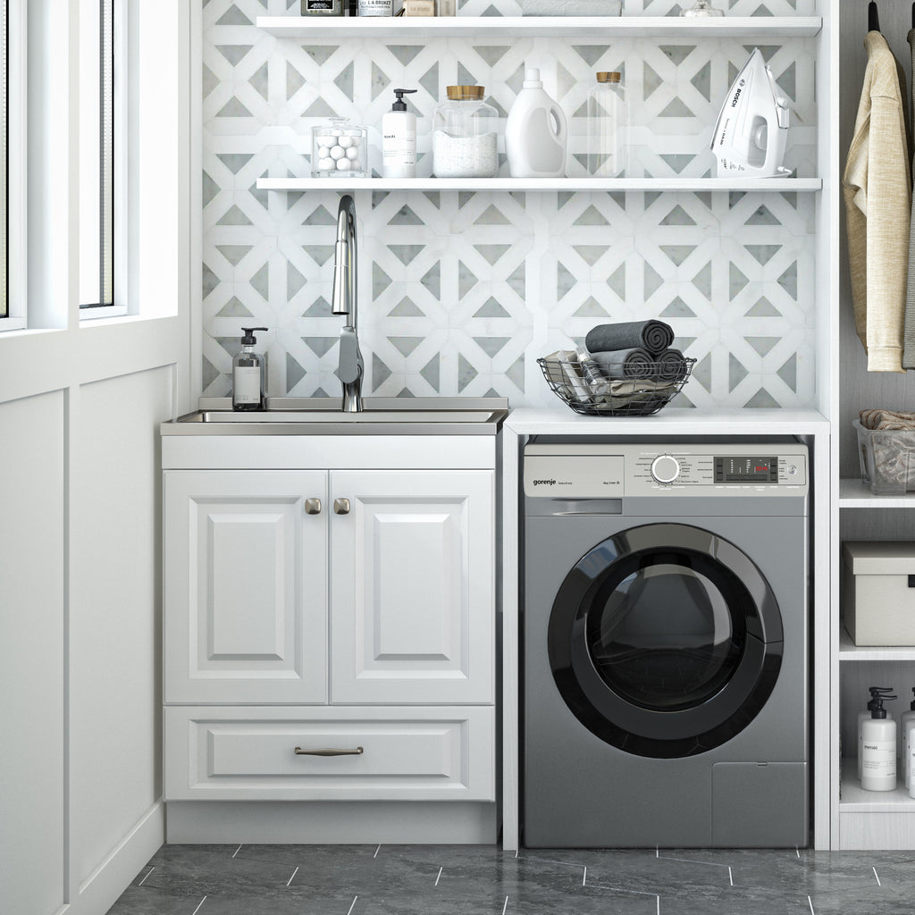 Lawrence 28" Laundry Cabinet with Faucet and Stainless Steel Sink