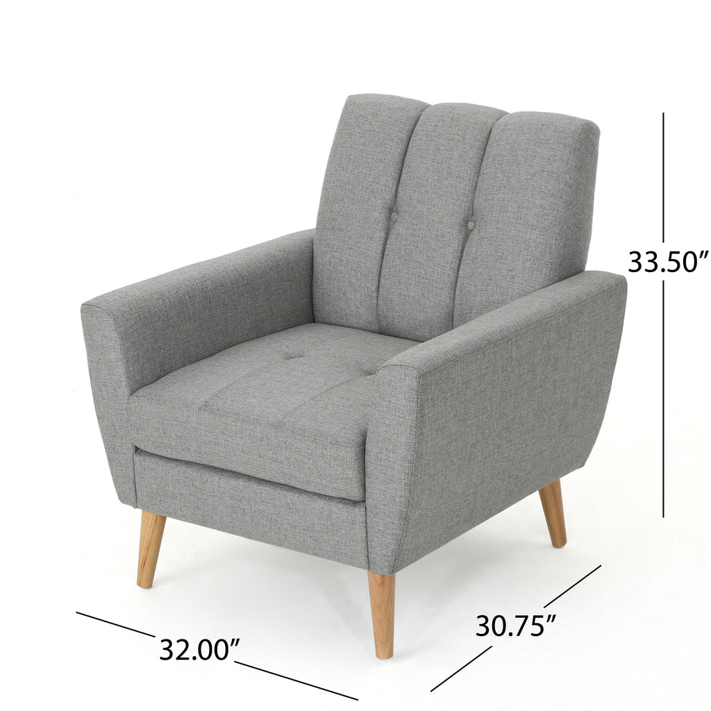 Mid Century Fabric Channel Stitch Club Chair