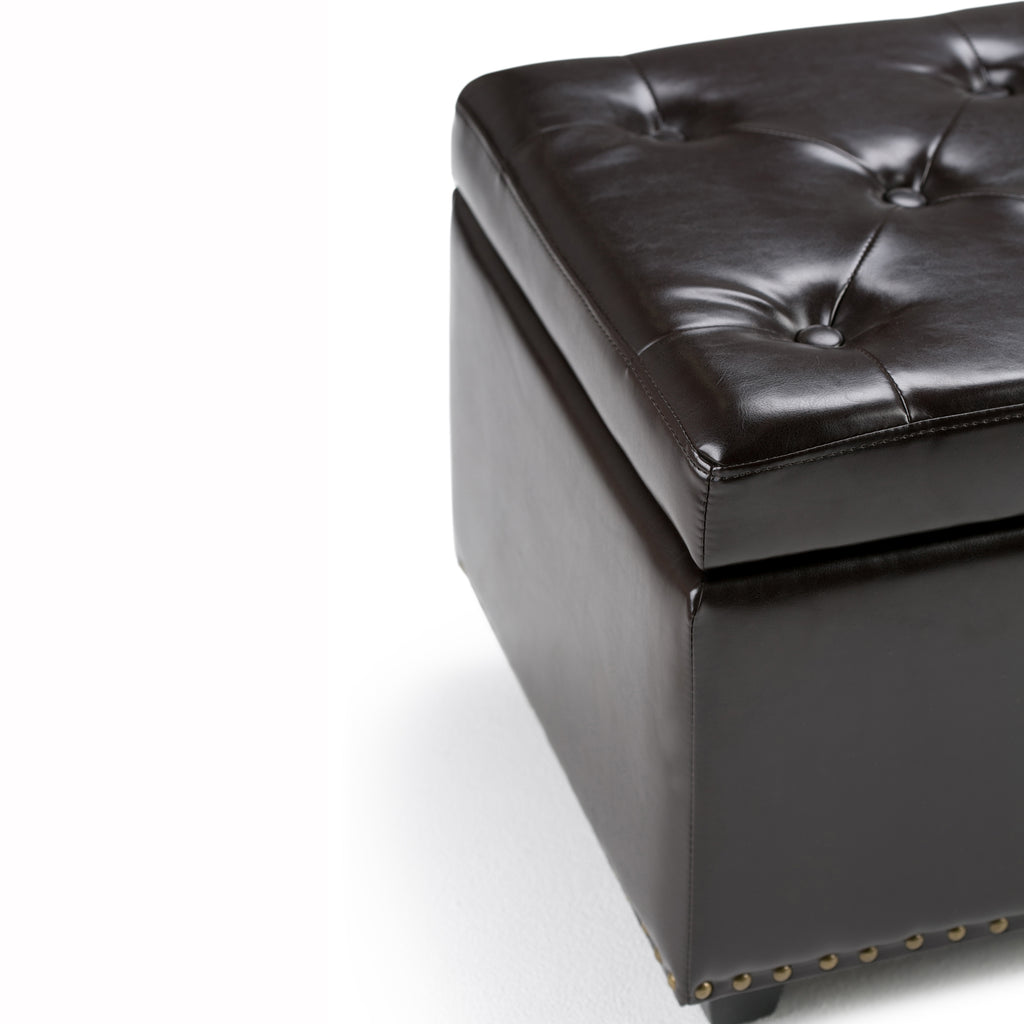 Hamilton 48 Inch Wide Storage Ottoman in Coffee