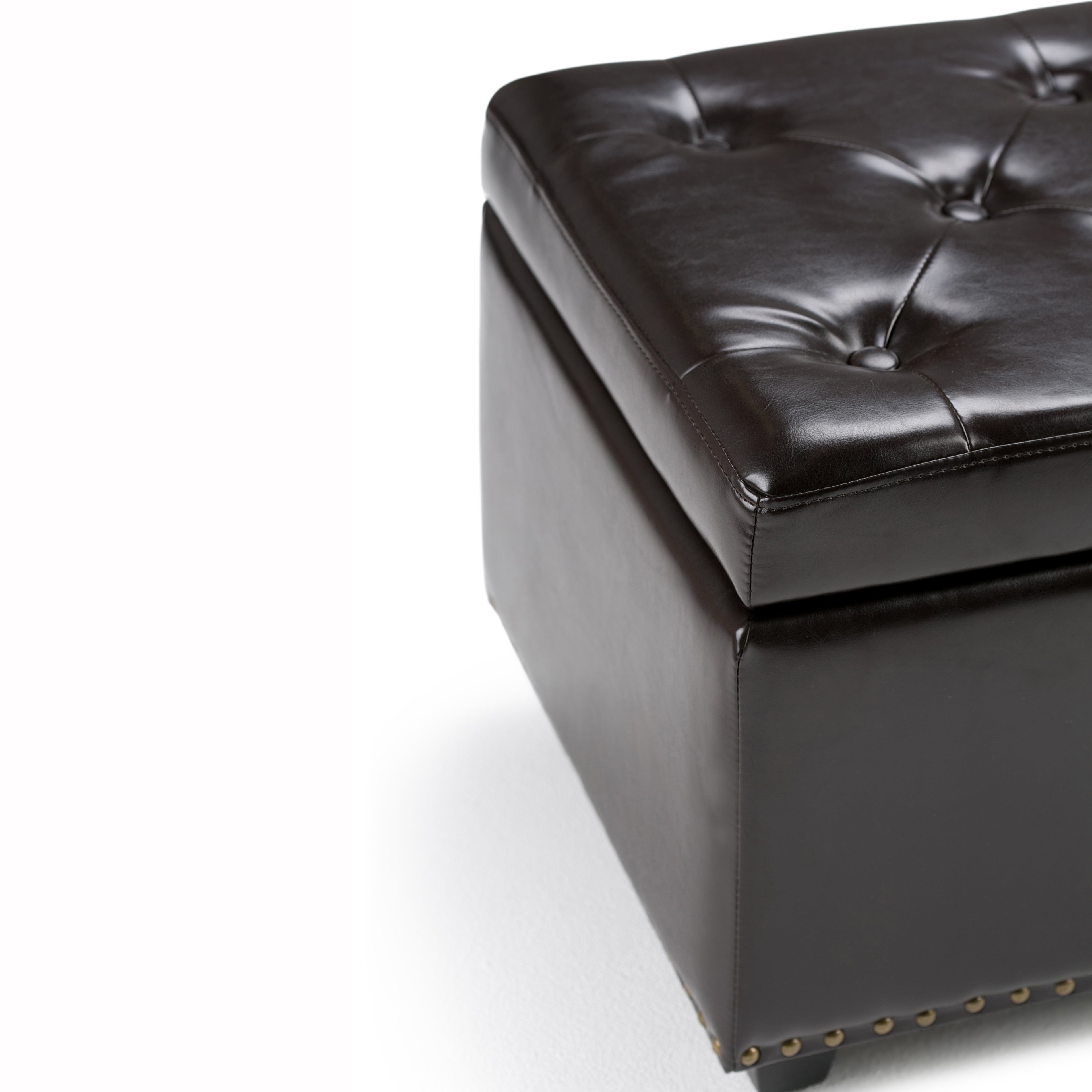 Hamilton 48 Inch Wide Storage Ottoman in Coffee