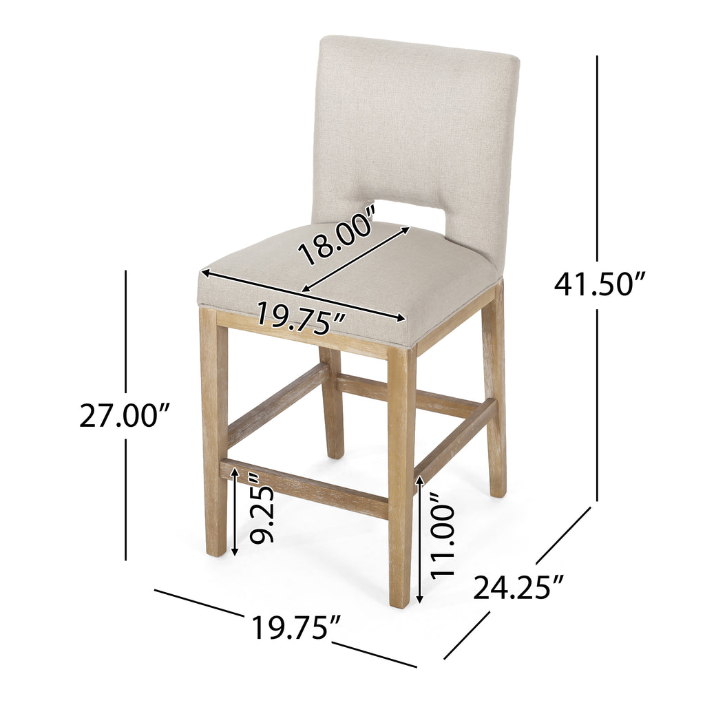 27 Inch Counter Stools, Set of 2, Fabric