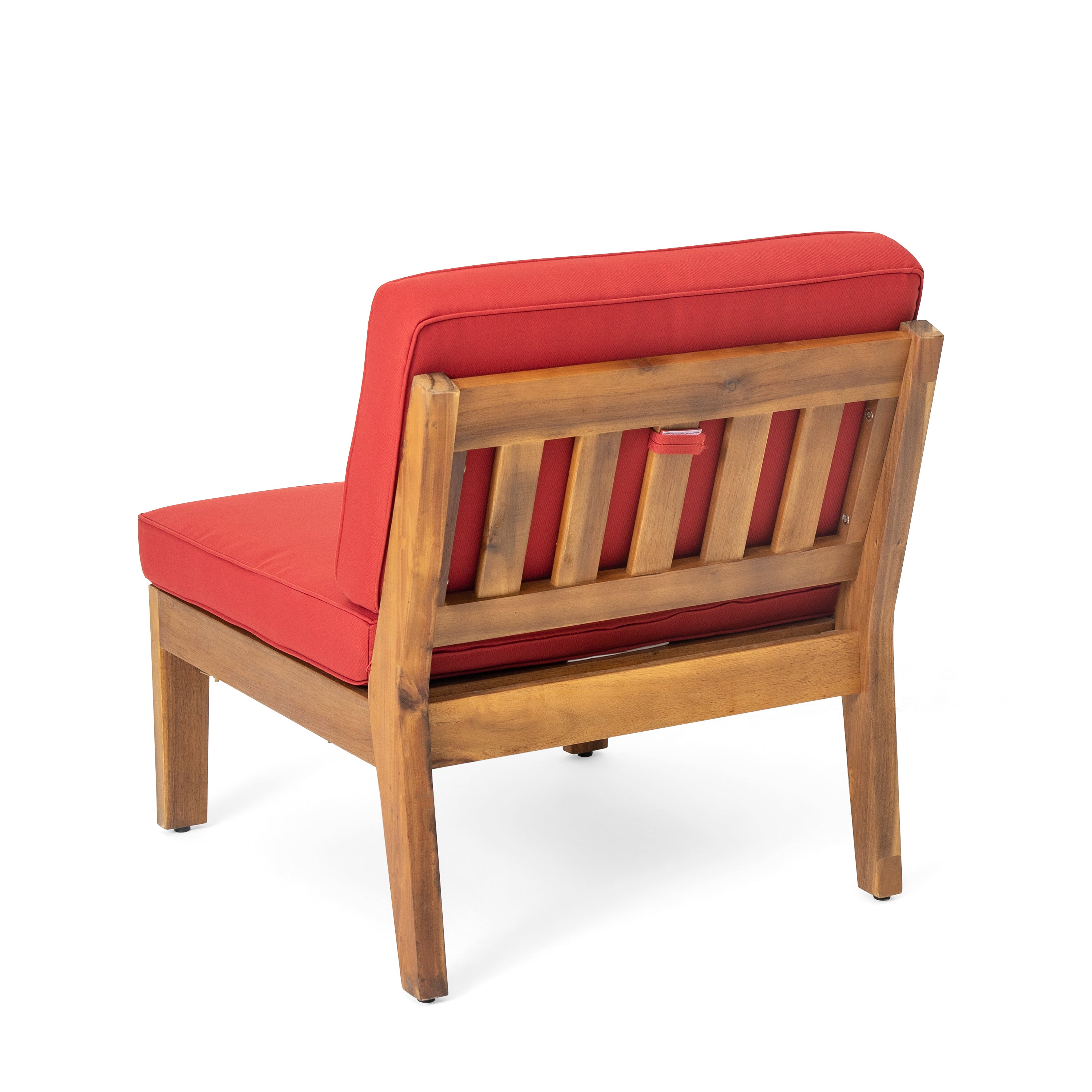 Grenada 8 Seater Acacia Wood Sectional Sofa Set, Teak+Red
