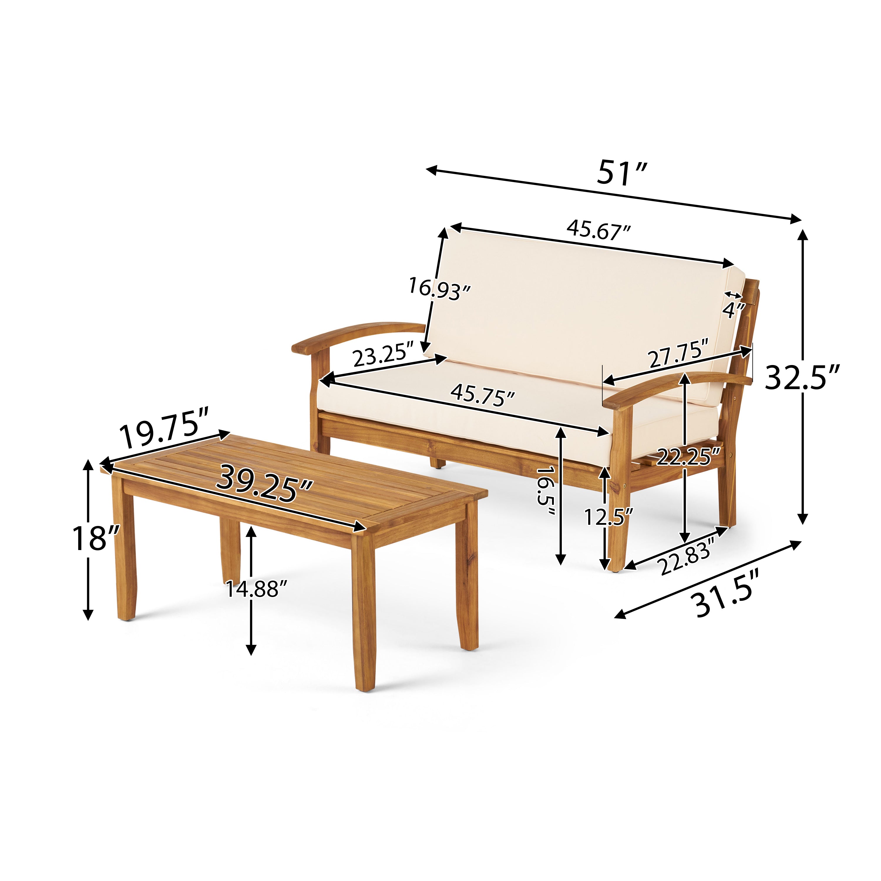 Peyton Love Seat + Coffee Table