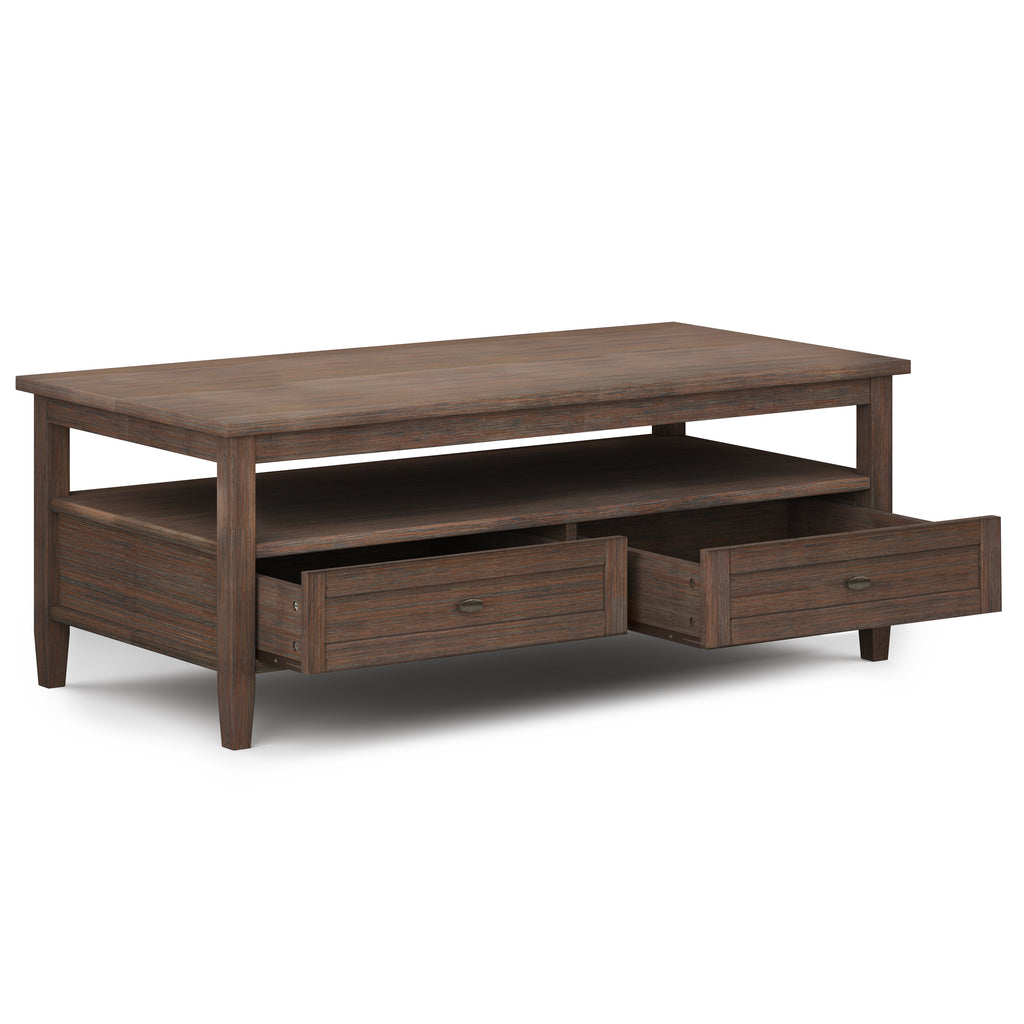 Warm Shaker Solid Wood 48 Inch Wide Transitional Coffee Table