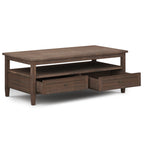Warm Shaker Solid Wood 48 Inch Wide Transitional Coffee Table